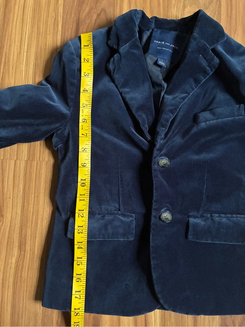 Janie and Jack Boys Velvet Blazer Jacket Dark Marine Navy Blue Luxury Size 7